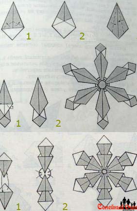 Снежинка в стиле оригами простая