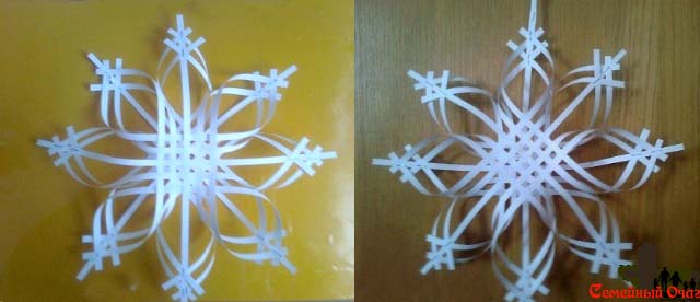 Вариант снежинки из бумажных полос