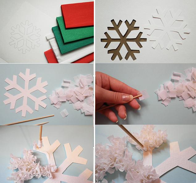 Снежинка из маленьких кусочков бумаги